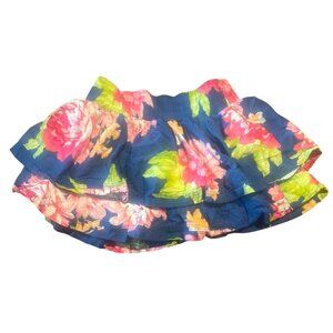 Abercrombie Kids Floral Ruffle Skirt L Blue W/ Pink & Yellow